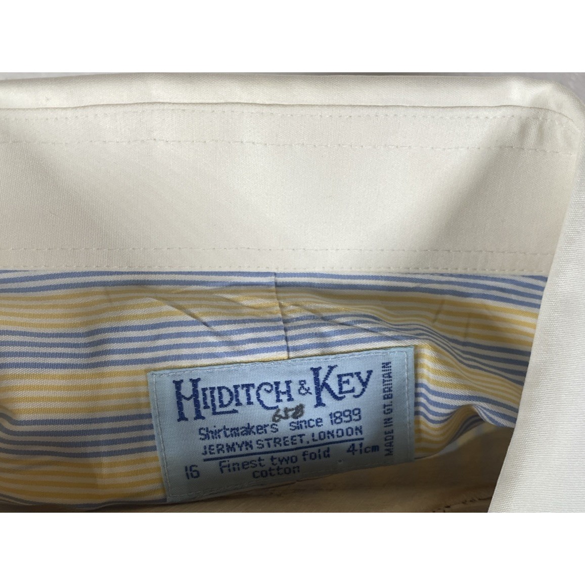 Vintage Hilditch & Key Shirt Men 16 Dress Formal Button Up French Cuff C83 — image 5 of 6